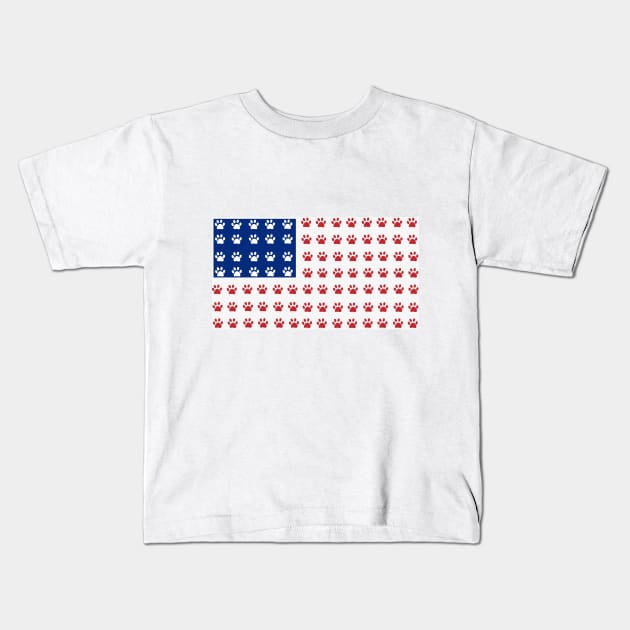 American flag made of paw prints Kids T-Shirt by GULSENGUNEL